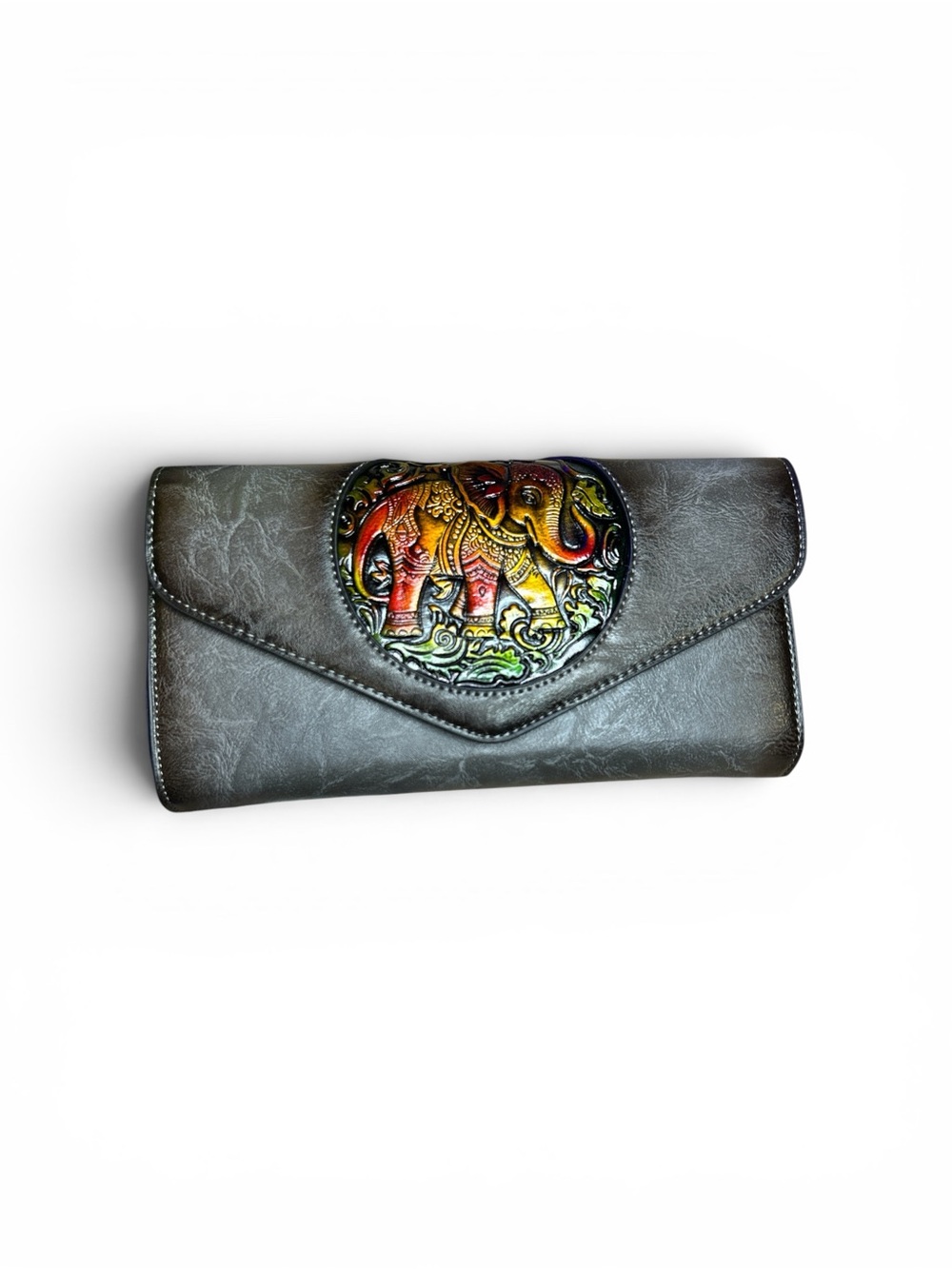 Gray Faux leather FASHION Wallet Clutch OR Crossbody